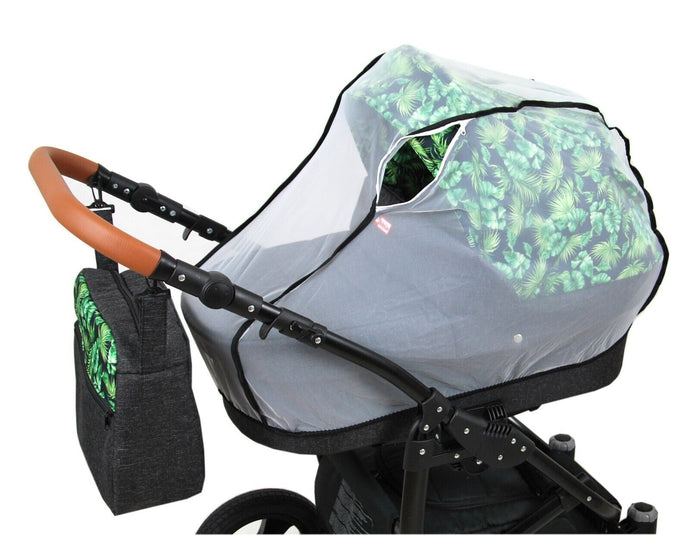 BABYLUX Moskitonetz Fliegennetz Weiß für Kinderwagen Groß mit  Reißverschluss Z5